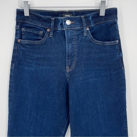 Express Straight Ankle High Rise‎ Jeans Size 6 Dark Wash - Picture 4 of 7
